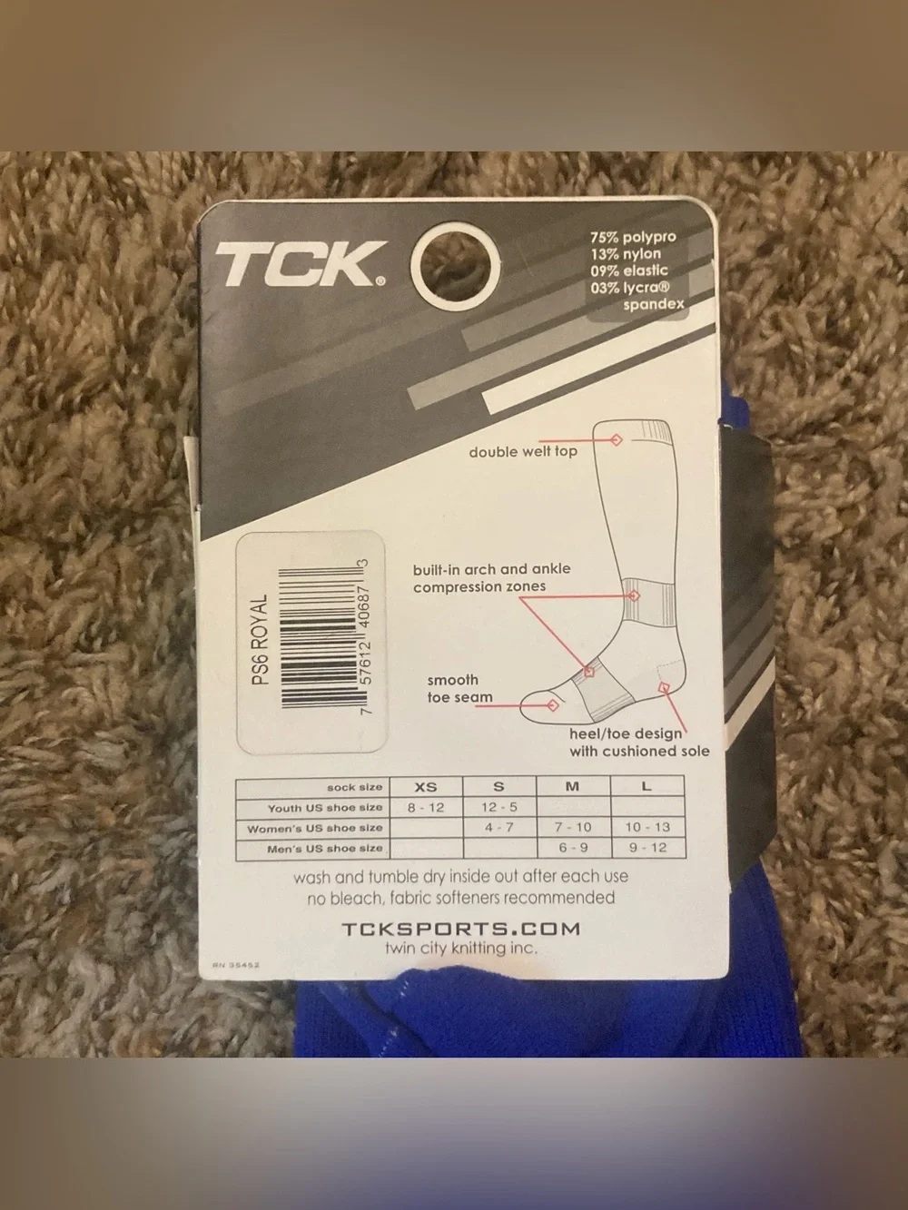 NEW TCK Finale Soccer Royal Blue Knee Socks, Sz S Youth 12-5, Made in USA, Sport